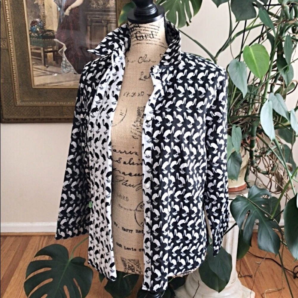 Foxcroft Pelican Pattern Nordstrom Top L